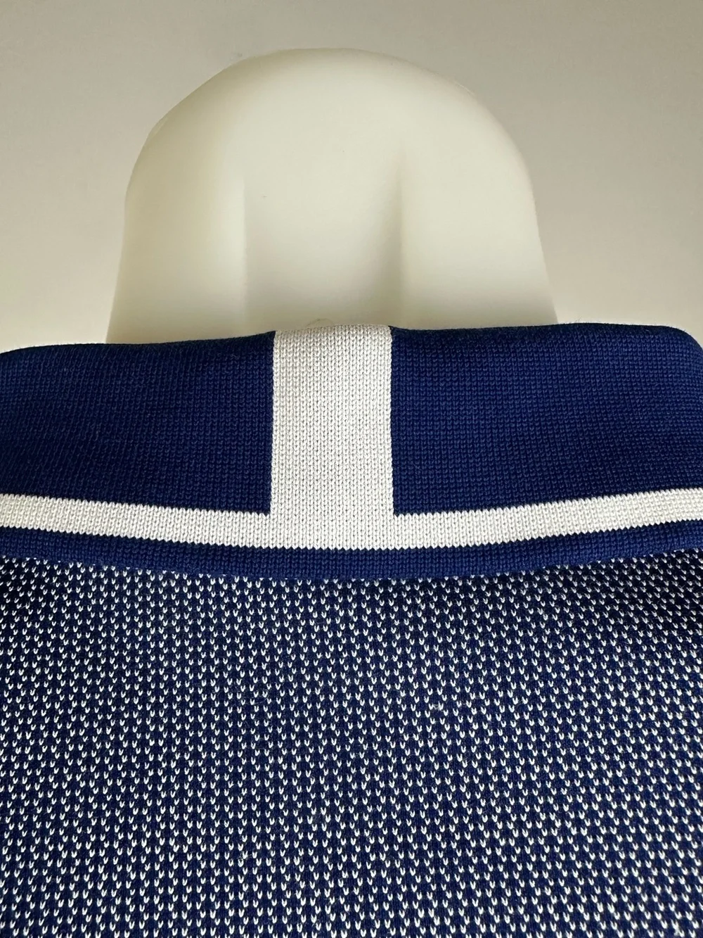 Ted Baker Knit Polo with Contrast Navy Collar and White Piping